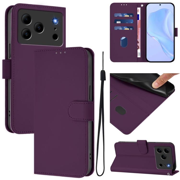 Skin Feel Solid Color Leather Phone Case with Lanyard, For Doogee Note 56 / Note 56 Pro, For Doogee Note 59 / Note 59 Pro