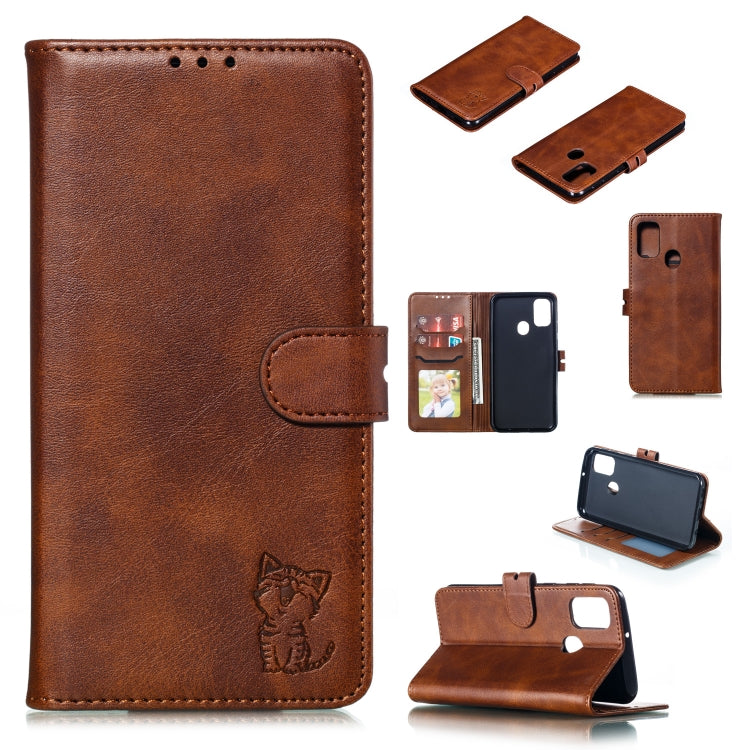 Embossed Happy Cat Pattern Horizontal Flip Leather Case with Holder & Card Slots & Wallet & Photo Frame, For Samsung Galaxy A21s, For Samsung Galaxy A71 5G, For Samsung Galaxy Note20, For Samsung Galaxy Note20 Ultra, For iPhone 12 mini                 ...