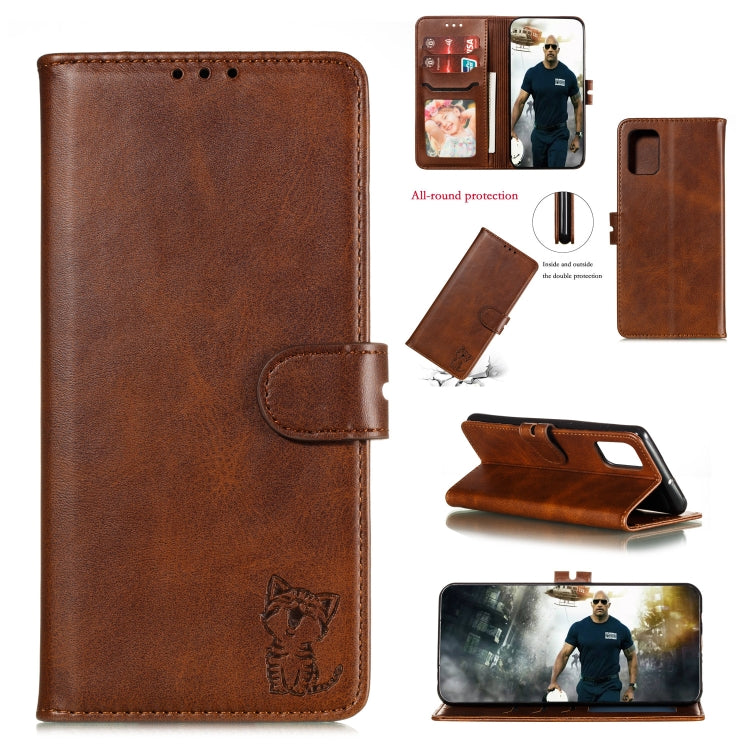 Embossed Happy Cat Pattern Horizontal Flip Leather Case with Holder & Card Slots & Wallet & Photo Frame, For Samsung Galaxy A21s, For Samsung Galaxy A71 5G, For Samsung Galaxy Note20, For Samsung Galaxy Note20 Ultra, For iPhone 12 mini                 ...