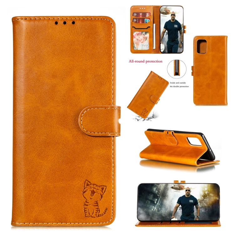 Embossed Happy Cat Pattern Horizontal Flip Leather Case with Holder & Card Slots & Wallet & Photo Frame, For Samsung Galaxy A21s, For Samsung Galaxy A71 5G, For Samsung Galaxy Note20, For Samsung Galaxy Note20 Ultra, For iPhone 12 mini                 ...