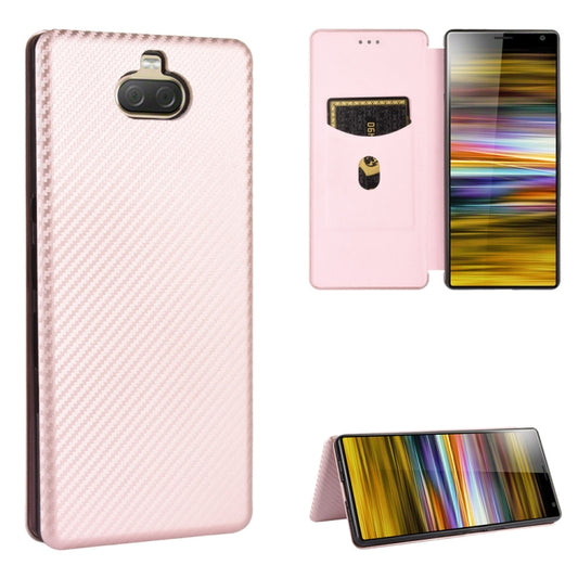 Carbon Fiber Texture Magnetic Horizontal Flip TPU + PC + PU Leather Case with Card Slot, For Sony Xperia 10, For Sony Xperia XZ3