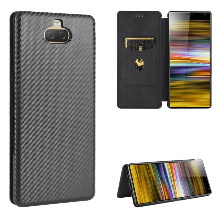Carbon Fiber Texture Magnetic Horizontal Flip TPU + PC + PU Leather Case with Card Slot, For Sony Xperia 10, For Sony Xperia XZ3