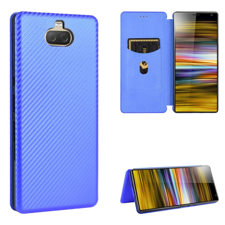 Carbon Fiber Texture Magnetic Horizontal Flip TPU + PC + PU Leather Case with Card Slot, For Sony Xperia 10, For Sony Xperia XZ3