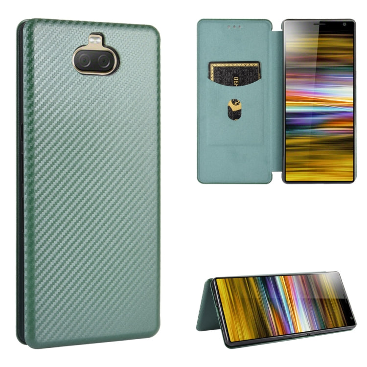 Carbon Fiber Texture Magnetic Horizontal Flip TPU + PC + PU Leather Case with Card Slot, For Sony Xperia 10, For Sony Xperia XZ3