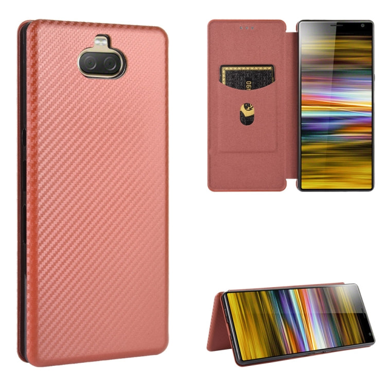 Carbon Fiber Texture Magnetic Horizontal Flip TPU + PC + PU Leather Case with Card Slot, For Sony Xperia 10, For Sony Xperia XZ3