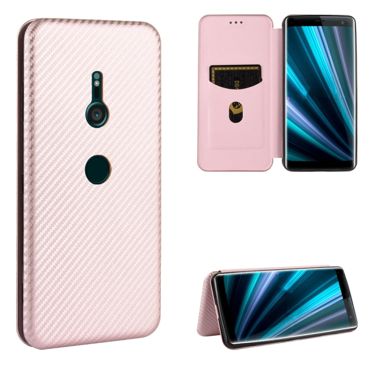 Carbon Fiber Texture Magnetic Horizontal Flip TPU + PC + PU Leather Case with Card Slot, For Sony Xperia 10, For Sony Xperia XZ3