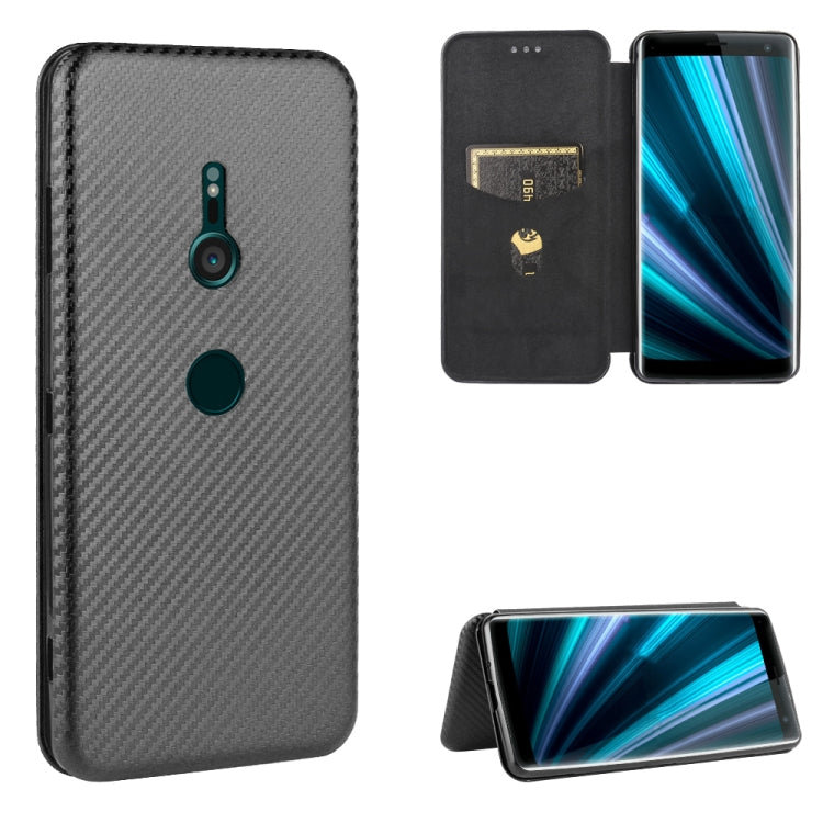 Carbon Fiber Texture Magnetic Horizontal Flip TPU + PC + PU Leather Case with Card Slot, For Sony Xperia 10, For Sony Xperia XZ3
