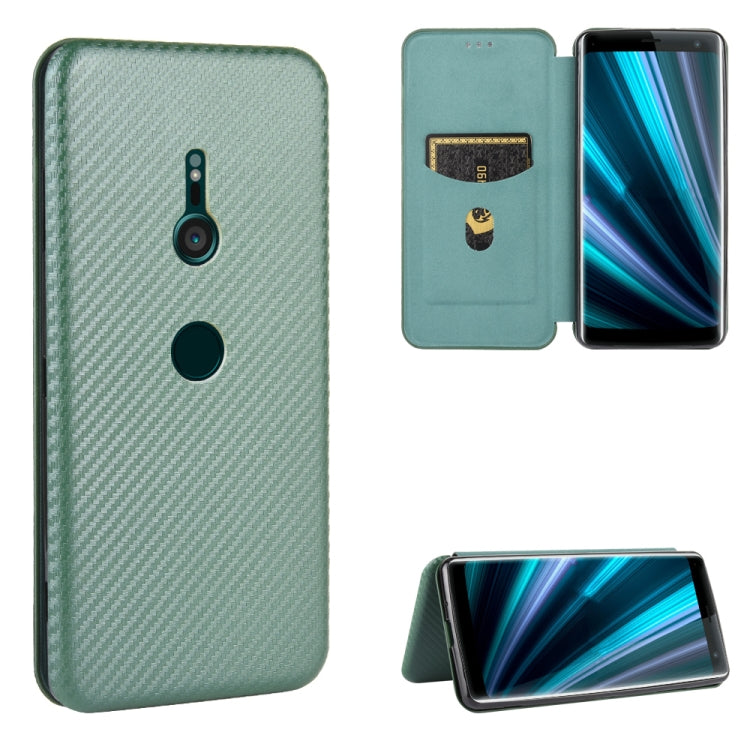 Carbon Fiber Texture Magnetic Horizontal Flip TPU + PC + PU Leather Case with Card Slot, For Sony Xperia 10, For Sony Xperia XZ3