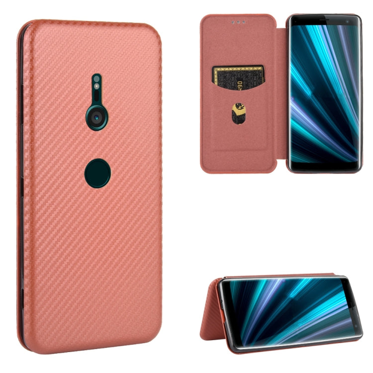 Carbon Fiber Texture Magnetic Horizontal Flip TPU + PC + PU Leather Case with Card Slot, For Sony Xperia 10, For Sony Xperia XZ3