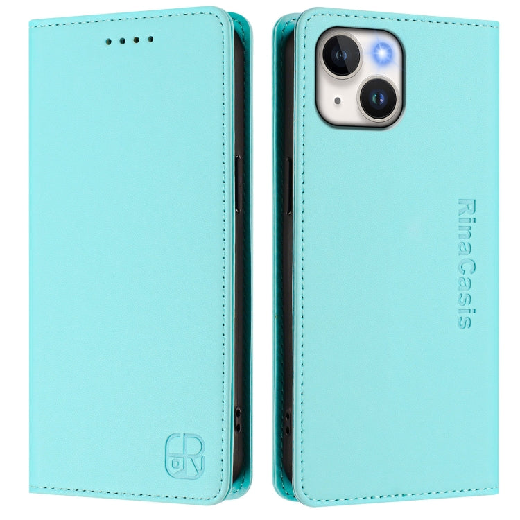 RC01 Dual-Folded Magnetic Suction RFID Leather Phone Case, For iPhone 15, For iPhone 14 Plus, For iPhone 14 / 13, For iPhone 14 Pro, For iPhone 14 Pro Max, For iPhone 7 / 8 / SE 2022