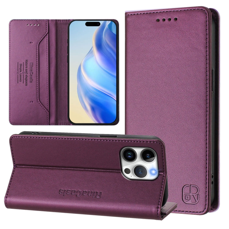 RC01 Dual-Folded Magnetic Suction RFID Leather Phone Case, For iPhone 15, For iPhone 14 Plus, For iPhone 14 / 13, For iPhone 14 Pro, For iPhone 14 Pro Max, For iPhone 7 / 8 / SE 2022