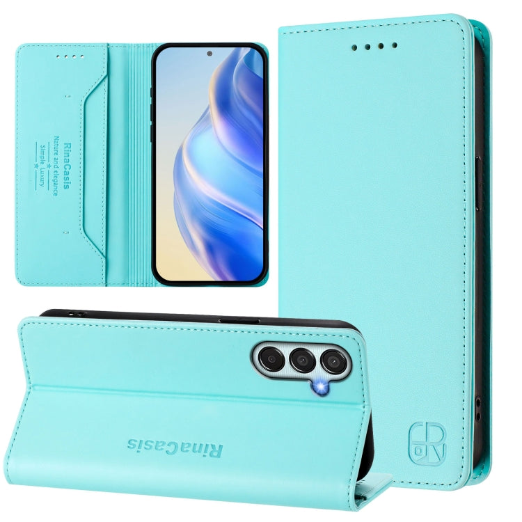 RC01 Dual-Folded Magnetic Suction RFID Leather Phone Case, For Samsung Galaxy M16 / F16 5G Global, For Samsung Galaxy M06 5G / F06 5G, For Samsung Galaxy M35 5G, For Samsung Galaxy M55 5G / C55 5G, For Samsung Galaxy M15 / F15 5G Global                ...