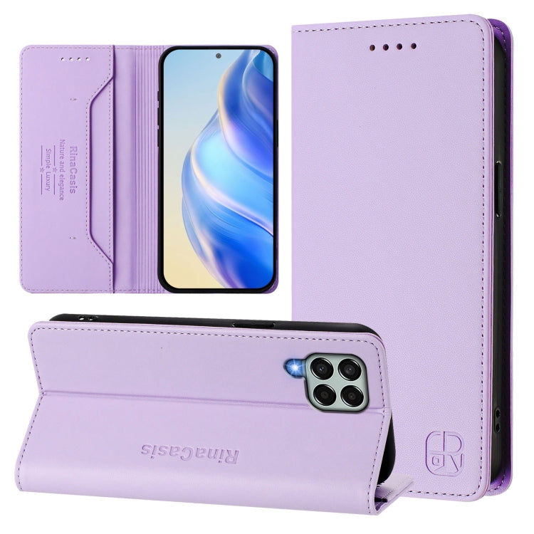 RC01 Dual-Folded Magnetic Suction RFID Leather Phone Case, For Samsung Galaxy M54 5G Global / F54, For Samsung Galaxy M14 5G Global, For Samsung Galaxy M53 5G, For Samsung Galaxy M33 5G Global, For Samsung Galaxy M52 5G                                 ...