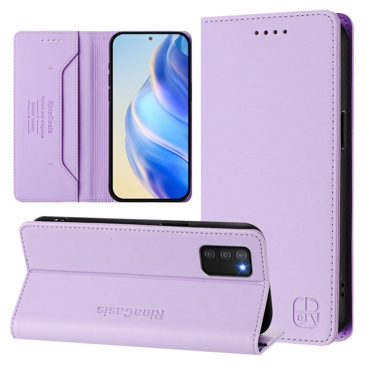 RC01 Dual-Folded Magnetic Suction RFID Leather Phone Case, For Samsung Galaxy A03s US 165.8mm, For Samsung Galaxy A22 4G, For Samsung Galaxy A42 5G / M42, For Samsung Galaxy A32 4G, For Samsung Galaxy A02 / M02, For Samsung Galaxy A72 4G / 5G