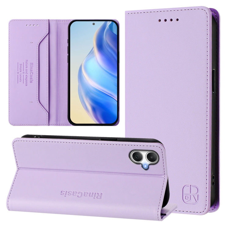 RC01 Dual-Folded Magnetic Suction RFID Leather Phone Case, For Galaxy A27 5G, For Samsung Galaxy A06 4G / 5G, For Samsung Galaxy A56 5G, For Samsung Galaxy A26 5G, For Samsung Galaxy A36 5G, For Samsung Galaxy A16 5G