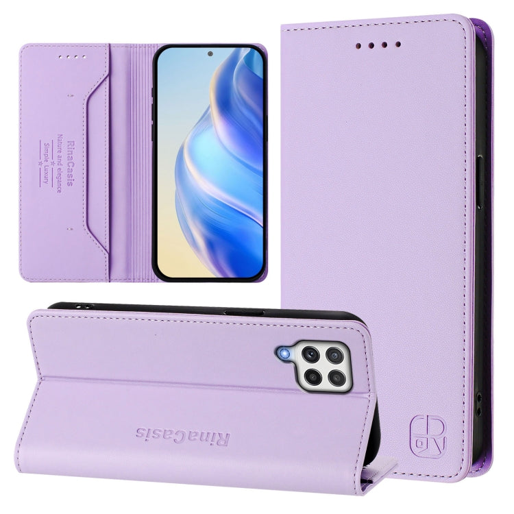 RC01 Dual-Folded Magnetic Suction RFID Leather Phone Case, For Samsung Galaxy A03s US 165.8mm, For Samsung Galaxy A22 4G, For Samsung Galaxy A42 5G / M42, For Samsung Galaxy A32 4G, For Samsung Galaxy A02 / M02, For Samsung Galaxy A72 4G / 5G