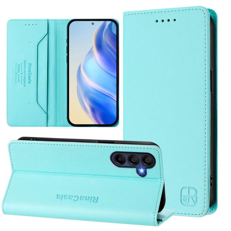 RC01 Dual-Folded Magnetic Suction RFID Leather Phone Case, For Galaxy A27 5G, For Samsung Galaxy A06 4G / 5G, For Samsung Galaxy A56 5G, For Samsung Galaxy A26 5G, For Samsung Galaxy A36 5G, For Samsung Galaxy A16 5G