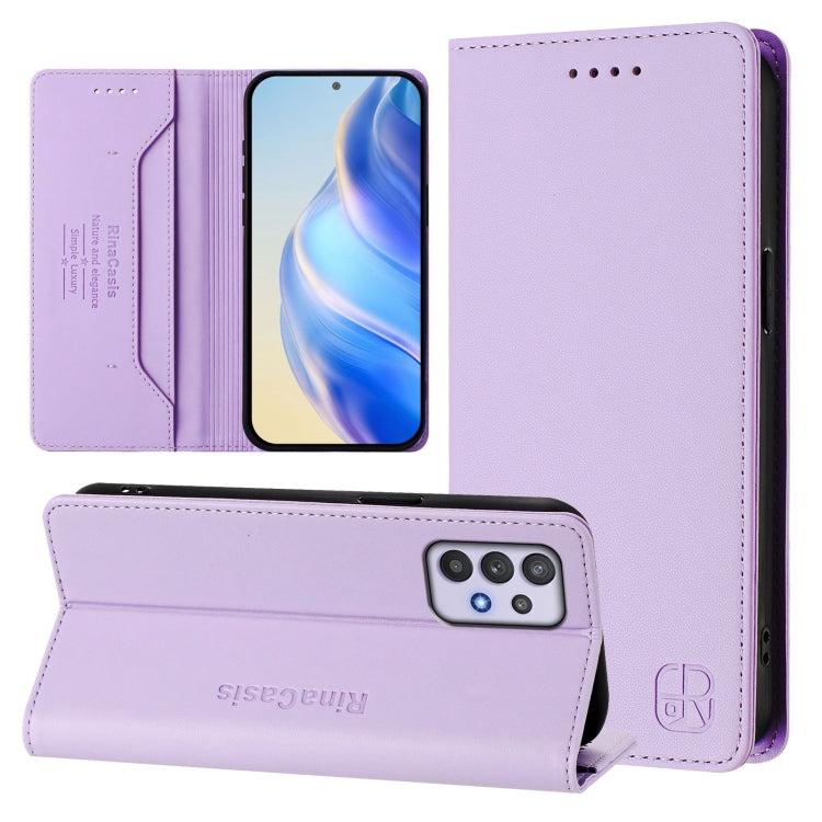 RC01 Dual-Folded Magnetic Suction RFID Leather Phone Case, For Samsung Galaxy A03s US 165.8mm, For Samsung Galaxy A22 4G, For Samsung Galaxy A42 5G / M42, For Samsung Galaxy A32 4G, For Samsung Galaxy A02 / M02, For Samsung Galaxy A72 4G / 5G