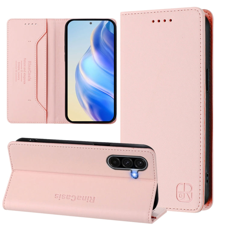 RC01 Dual-Folded Magnetic Suction RFID Leather Phone Case, For Galaxy A27 5G, For Samsung Galaxy A06 4G / 5G, For Samsung Galaxy A56 5G, For Samsung Galaxy A26 5G, For Samsung Galaxy A36 5G, For Samsung Galaxy A16 5G