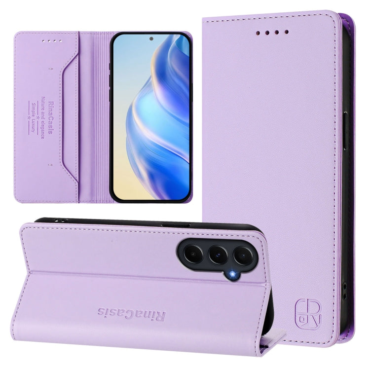 RC01 Dual-Folded Magnetic Suction RFID Leather Phone Case, For Samsung Galaxy A15 5G / 4G, For Samsung Galaxy A55 5G Global, For Samsung Galaxy A35 5G, For Samsung Galaxy A05 4G Global, For Samsung Galaxy A05s 4G Global, For Samsung Galaxy A25 5G Global