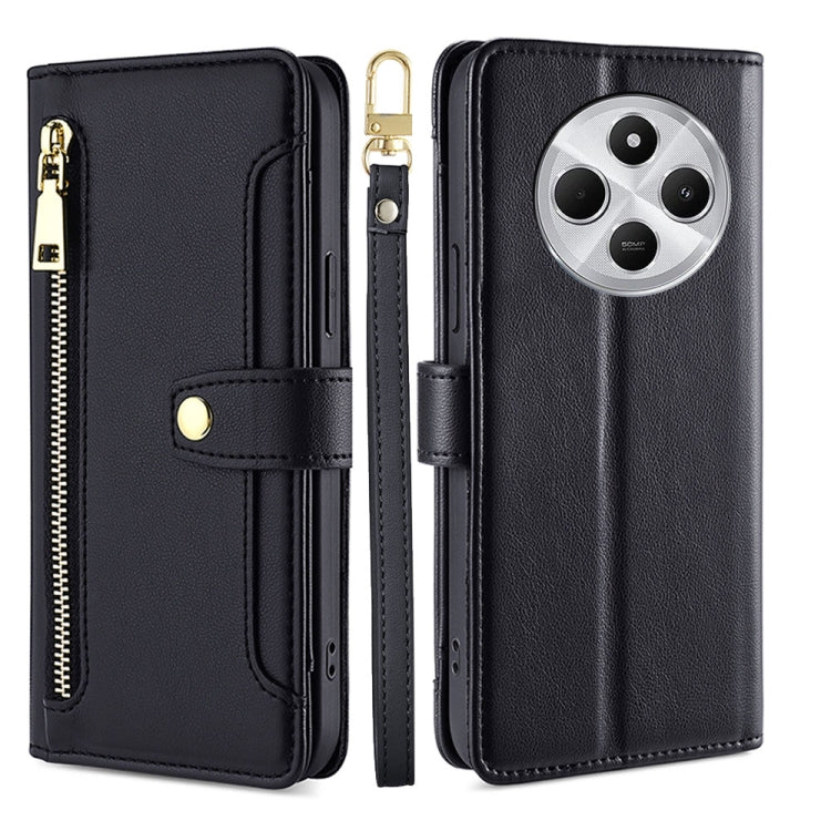 Sheep Texture Cross-body Zipper Wallet Leather Phone Case, For Redmi Note 14 Pro 5G, For Redmi 14C 4G, For Redmi 13 4G