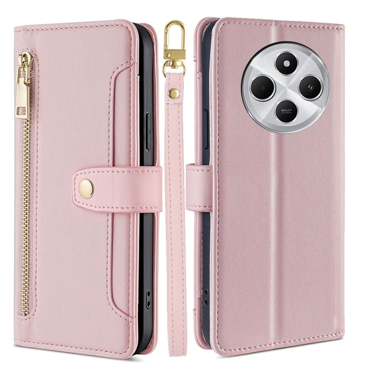 Sheep Texture Cross-body Zipper Wallet Leather Phone Case, For Redmi Note 14 Pro 5G, For Redmi 14C 4G, For Redmi 13 4G