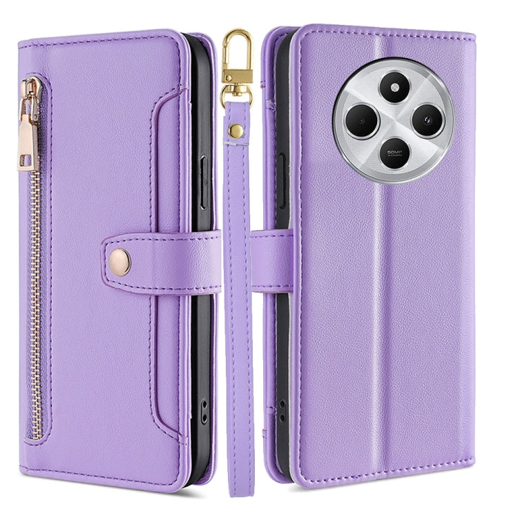 Sheep Texture Cross-body Zipper Wallet Leather Phone Case, For Redmi Note 14 Pro 5G, For Redmi 14C 4G, For Redmi 13 4G
