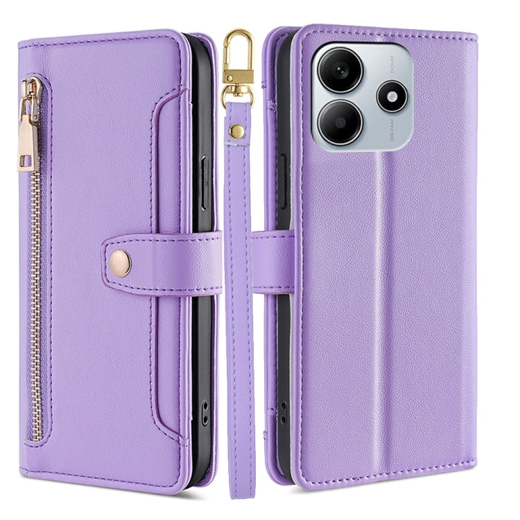 Sheep Texture Cross-body Zipper Wallet Leather Phone Case, For Redmi K80 Ultra, For Redmi A5 4G 171.7mm, For Redmi Note 14S 4G, For Redmi Note 14 4G 164.84mm, For Redmi Turbo 4, For Redmi Note 14 Pro 4G, For Redmi Note 14 4G 163.25mm, For Redmi Note 14 5G