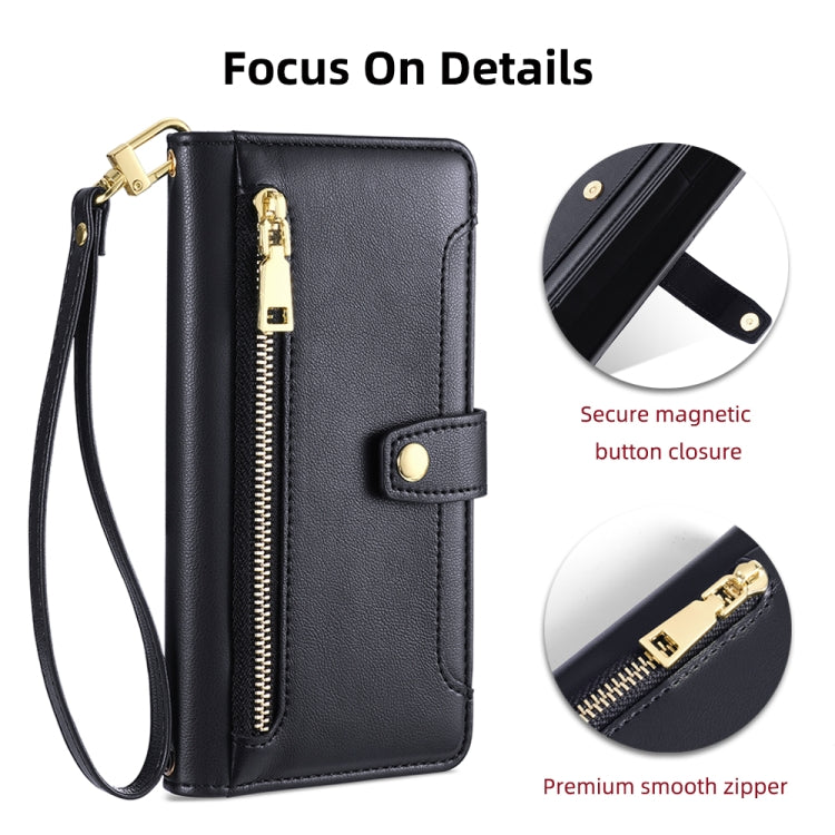 Sheep Texture Cross-body Zipper Wallet Leather Phone Case, For Redmi Note 14 Pro 5G, For Redmi 14C 4G, For Redmi 13 4G