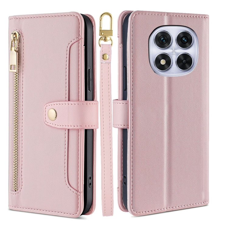 Sheep Texture Cross-body Zipper Wallet Leather Phone Case, For Redmi Note 14 Pro 5G, For Redmi 14C 4G, For Redmi 13 4G