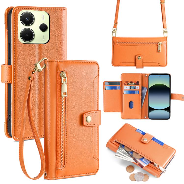 Sheep Texture Cross-body Zipper Wallet Leather Phone Case, For Redmi K80 Ultra, For Redmi A5 4G 171.7mm, For Redmi Note 14S 4G, For Redmi Note 14 4G 164.84mm, For Redmi Turbo 4, For Redmi Note 14 Pro 4G, For Redmi Note 14 4G 163.25mm, For Redmi Note 14 5G
