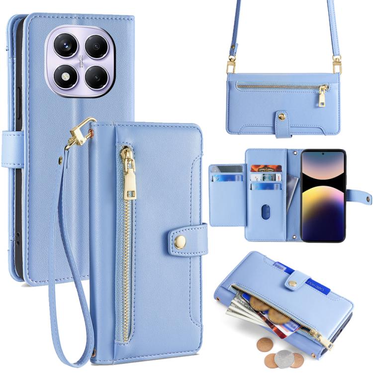 Sheep Texture Cross-body Zipper Wallet Leather Phone Case, For Redmi K80 Ultra, For Redmi A5 4G 171.7mm, For Redmi Note 14S 4G, For Redmi Note 14 4G 164.84mm, For Redmi Turbo 4, For Redmi Note 14 Pro 4G, For Redmi Note 14 4G 163.25mm, For Redmi Note 14 5G