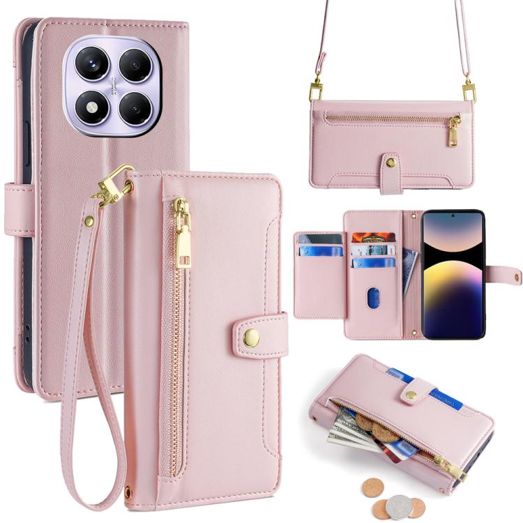 Sheep Texture Cross-body Zipper Wallet Leather Phone Case, For Redmi K80 Ultra, For Redmi A5 4G 171.7mm, For Redmi Note 14S 4G, For Redmi Note 14 4G 164.84mm, For Redmi Turbo 4, For Redmi Note 14 Pro 4G, For Redmi Note 14 4G 163.25mm, For Redmi Note 14 5G