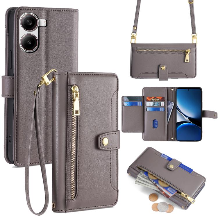 Sheep Texture Cross-body Zipper Wallet Leather Phone Case, For Redmi K80 Ultra, For Redmi A5 4G 171.7mm, For Redmi Note 14S 4G, For Redmi Note 14 4G 164.84mm, For Redmi Turbo 4, For Redmi Note 14 Pro 4G, For Redmi Note 14 4G 163.25mm, For Redmi Note 14 5G
