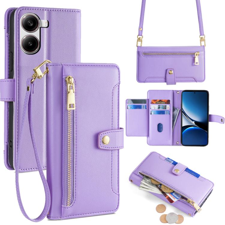 Sheep Texture Cross-body Zipper Wallet Leather Phone Case, For Redmi K80 Ultra, For Redmi A5 4G 171.7mm, For Redmi Note 14S 4G, For Redmi Note 14 4G 164.84mm, For Redmi Turbo 4, For Redmi Note 14 Pro 4G, For Redmi Note 14 4G 163.25mm, For Redmi Note 14 5G