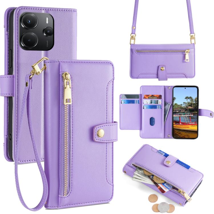 Sheep Texture Cross-body Zipper Wallet Leather Phone Case, For Redmi K80 Ultra, For Redmi A5 4G 171.7mm, For Redmi Note 14S 4G, For Redmi Note 14 4G 164.84mm, For Redmi Turbo 4, For Redmi Note 14 Pro 4G, For Redmi Note 14 4G 163.25mm, For Redmi Note 14 5G
