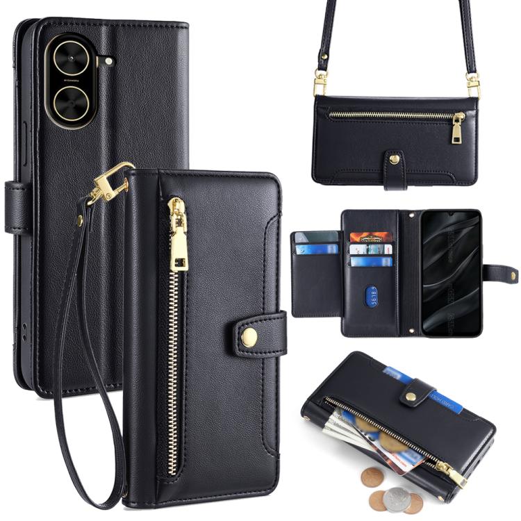 Sheep Texture Cross-body Zipper Wallet Leather Phone Case, For Redmi K80 Ultra, For Redmi A5 4G 171.7mm, For Redmi Note 14S 4G, For Redmi Note 14 4G 164.84mm, For Redmi Turbo 4, For Redmi Note 14 Pro 4G, For Redmi Note 14 4G 163.25mm, For Redmi Note 14 5G