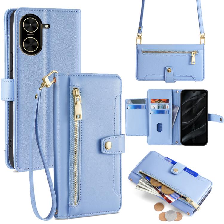 Sheep Texture Cross-body Zipper Wallet Leather Phone Case, For Redmi K80 Ultra, For Redmi A5 4G 171.7mm, For Redmi Note 14S 4G, For Redmi Note 14 4G 164.84mm, For Redmi Turbo 4, For Redmi Note 14 Pro 4G, For Redmi Note 14 4G 163.25mm, For Redmi Note 14 5G