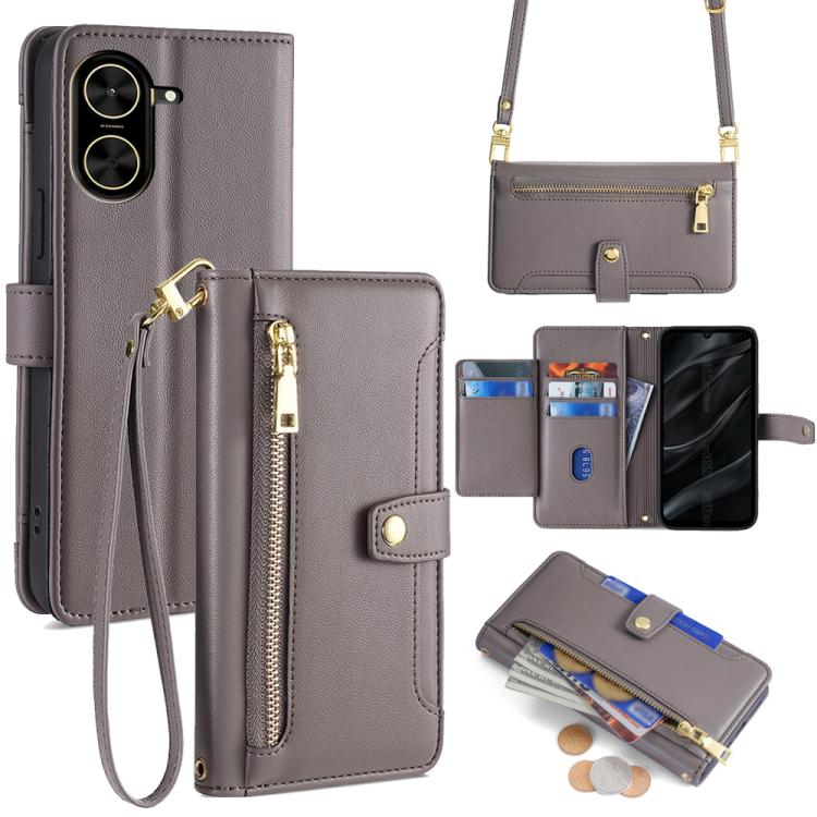 Sheep Texture Cross-body Zipper Wallet Leather Phone Case, For Redmi K80 Ultra, For Redmi A5 4G 171.7mm, For Redmi Note 14S 4G, For Redmi Note 14 4G 164.84mm, For Redmi Turbo 4, For Redmi Note 14 Pro 4G, For Redmi Note 14 4G 163.25mm, For Redmi Note 14 5G