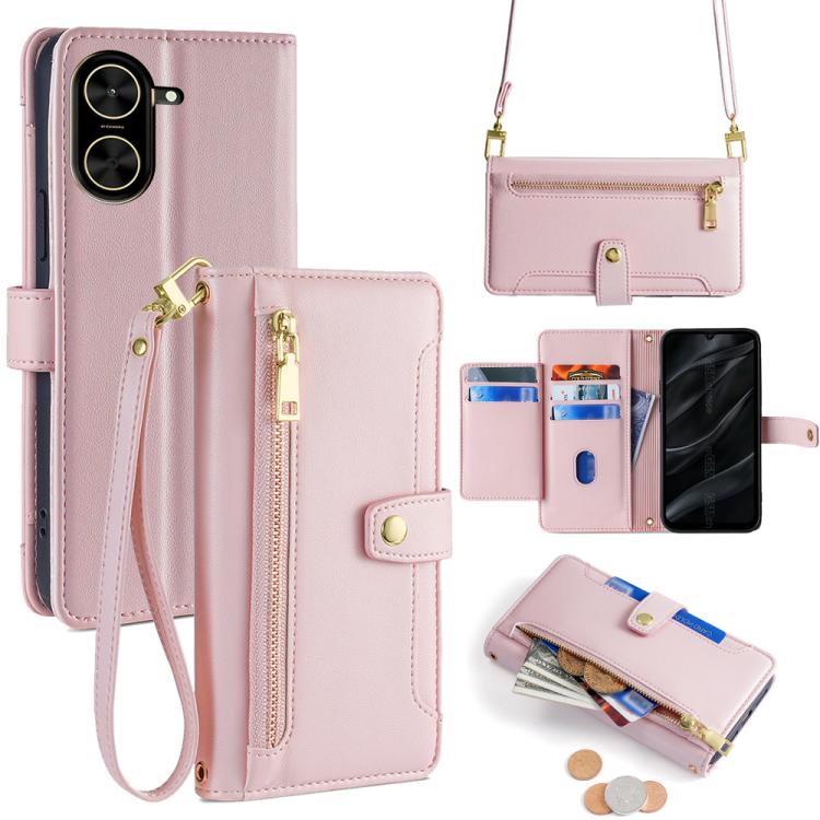 Sheep Texture Cross-body Zipper Wallet Leather Phone Case, For Redmi K80 Ultra, For Redmi A5 4G 171.7mm, For Redmi Note 14S 4G, For Redmi Note 14 4G 164.84mm, For Redmi Turbo 4, For Redmi Note 14 Pro 4G, For Redmi Note 14 4G 163.25mm, For Redmi Note 14 5G