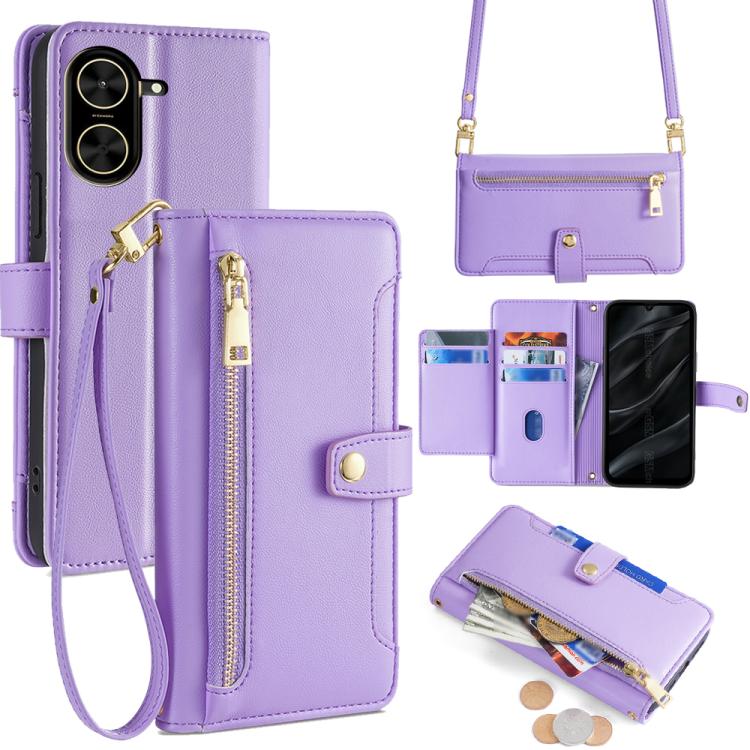 Sheep Texture Cross-body Zipper Wallet Leather Phone Case, For Redmi K80 Ultra, For Redmi A5 4G 171.7mm, For Redmi Note 14S 4G, For Redmi Note 14 4G 164.84mm, For Redmi Turbo 4, For Redmi Note 14 Pro 4G, For Redmi Note 14 4G 163.25mm, For Redmi Note 14 5G