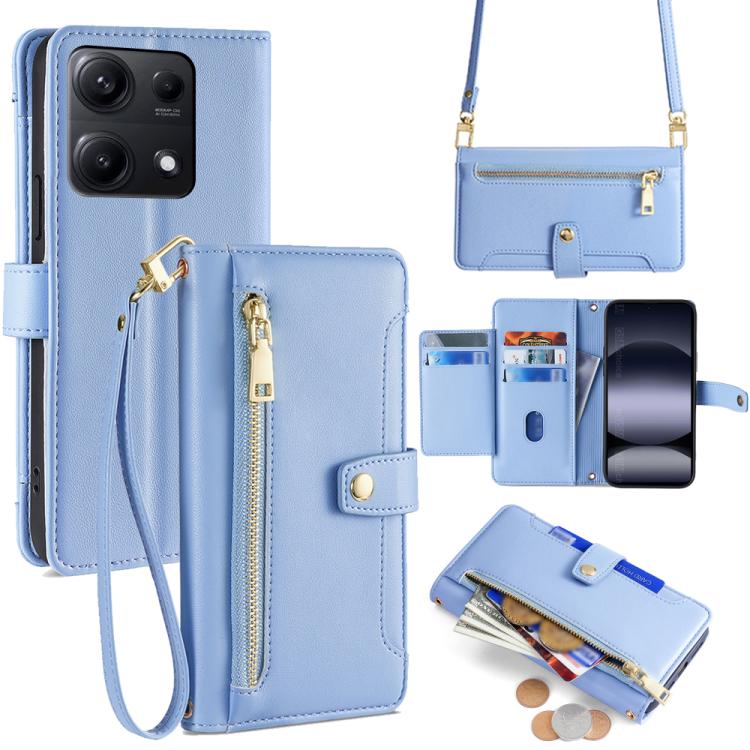 Sheep Texture Cross-body Zipper Wallet Leather Phone Case, For Redmi K80 Ultra, For Redmi A5 4G 171.7mm, For Redmi Note 14S 4G, For Redmi Note 14 4G 164.84mm, For Redmi Turbo 4, For Redmi Note 14 Pro 4G, For Redmi Note 14 4G 163.25mm, For Redmi Note 14 5G