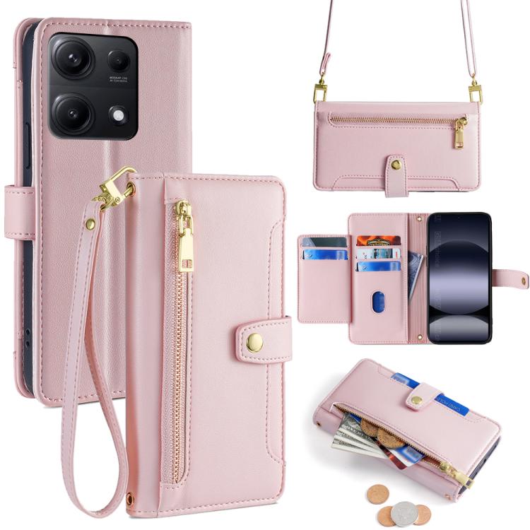 Sheep Texture Cross-body Zipper Wallet Leather Phone Case, For Redmi K80 Ultra, For Redmi A5 4G 171.7mm, For Redmi Note 14S 4G, For Redmi Note 14 4G 164.84mm, For Redmi Turbo 4, For Redmi Note 14 Pro 4G, For Redmi Note 14 4G 163.25mm, For Redmi Note 14 5G