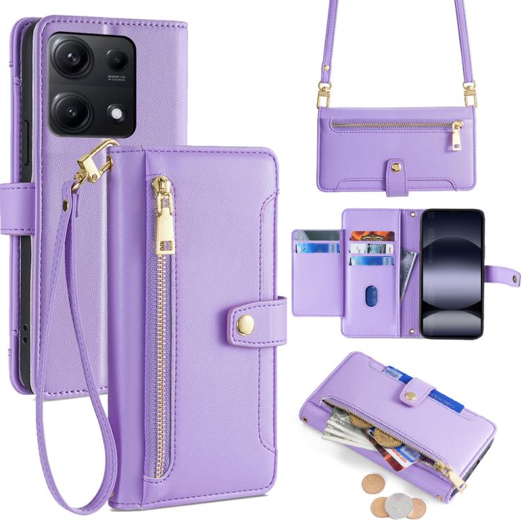 Sheep Texture Cross-body Zipper Wallet Leather Phone Case, For Redmi K80 Ultra, For Redmi A5 4G 171.7mm, For Redmi Note 14S 4G, For Redmi Note 14 4G 164.84mm, For Redmi Turbo 4, For Redmi Note 14 Pro 4G, For Redmi Note 14 4G 163.25mm, For Redmi Note 14 5G