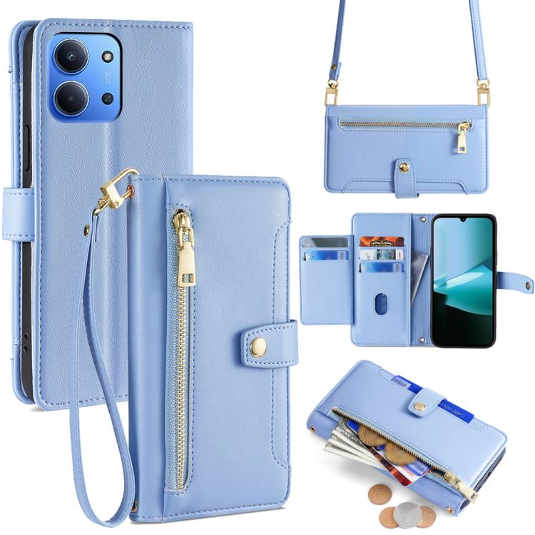 Sheep Texture Cross-body Zipper Wallet Leather Phone Case, For Redmi A7 Pro 171mm / Poco C85x 5G, For Redmi Turbo 5 Max 5G / Poco X8 Pro Max 5G, For Redmi Turbo 5 5G / Poco X8 Pro 5G, For Redmi K90 Pro Max 5G / Poco F8 Ultra                            ...