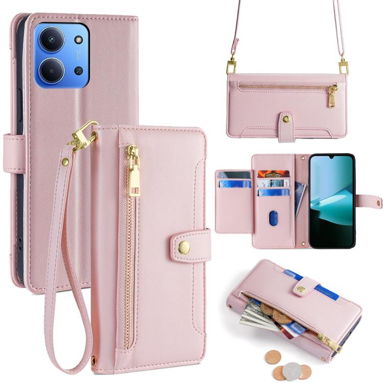 Sheep Texture Cross-body Zipper Wallet Leather Phone Case, For Redmi A7 Pro 171mm / Poco C85x 5G, For Redmi Turbo 5 Max 5G / Poco X8 Pro Max 5G, For Redmi Turbo 5 5G / Poco X8 Pro 5G, For Redmi K90 Pro Max 5G / Poco F8 Ultra                            ...