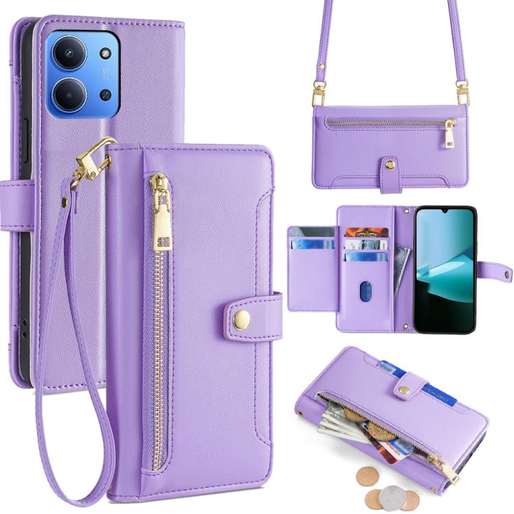Sheep Texture Cross-body Zipper Wallet Leather Phone Case, For Redmi A7 Pro 171mm / Poco C85x 5G, For Redmi Turbo 5 Max 5G / Poco X8 Pro Max 5G, For Redmi Turbo 5 5G / Poco X8 Pro 5G, For Redmi K90 Pro Max 5G / Poco F8 Ultra                            ...