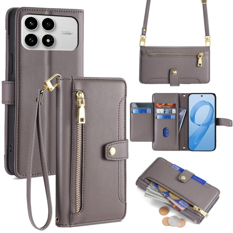 Sheep Texture Cross-body Zipper Wallet Leather Phone Case, For Redmi A7 Pro 171mm / Poco C85x 5G, For Redmi Turbo 5 Max 5G / Poco X8 Pro Max 5G, For Redmi Turbo 5 5G / Poco X8 Pro 5G, For Redmi K90 Pro Max 5G / Poco F8 Ultra                            ...