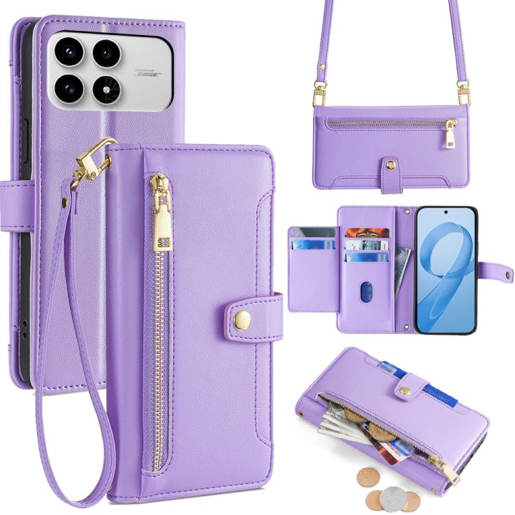 Sheep Texture Cross-body Zipper Wallet Leather Phone Case, For Redmi A7 Pro 171mm / Poco C85x 5G, For Redmi Turbo 5 Max 5G / Poco X8 Pro Max 5G, For Redmi Turbo 5 5G / Poco X8 Pro 5G, For Redmi K90 Pro Max 5G / Poco F8 Ultra                            ...