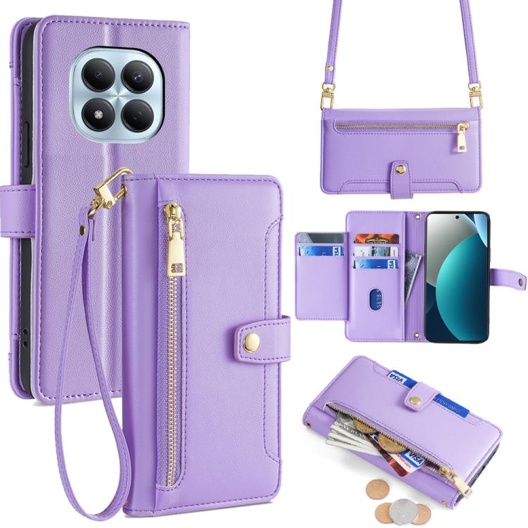 Sheep Texture Cross-body Zipper Wallet Leather Phone Case, For Redmi A7 Pro 171mm / Poco C85x 5G, For Redmi Turbo 5 Max 5G / Poco X8 Pro Max 5G, For Redmi Turbo 5 5G / Poco X8 Pro 5G, For Redmi K90 Pro Max 5G / Poco F8 Ultra                            ...